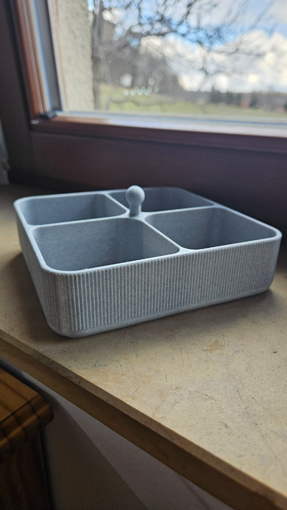 Square 3D Printed Snack Tray with 4 Compartments