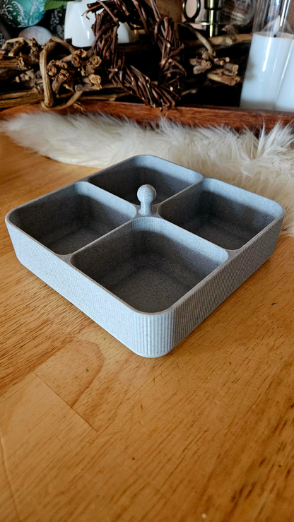 Square 3D Printed Snack Tray with 4 Compartments