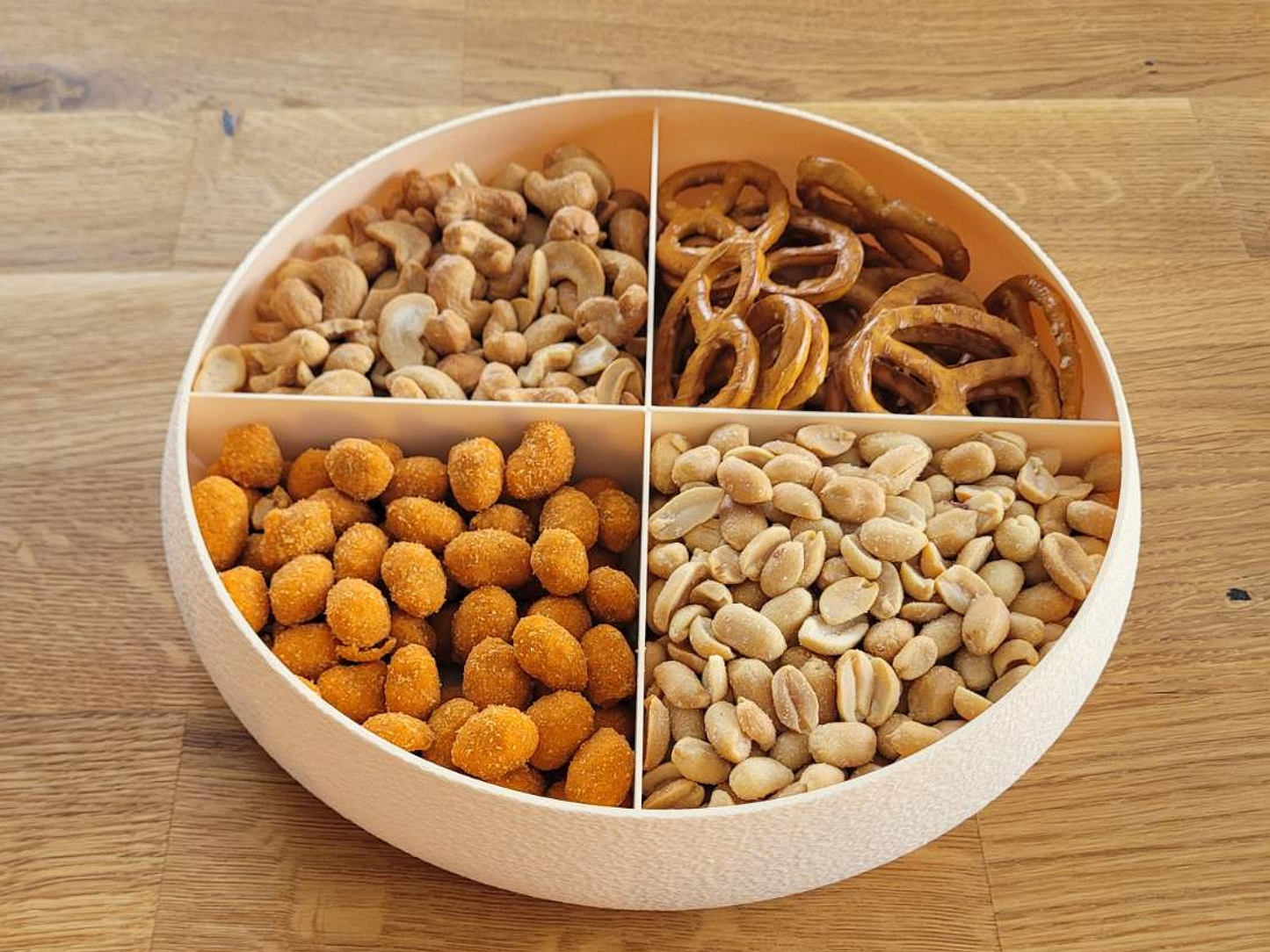 Modern 3D Printed Snack Serving Bowl with 4 Compartments